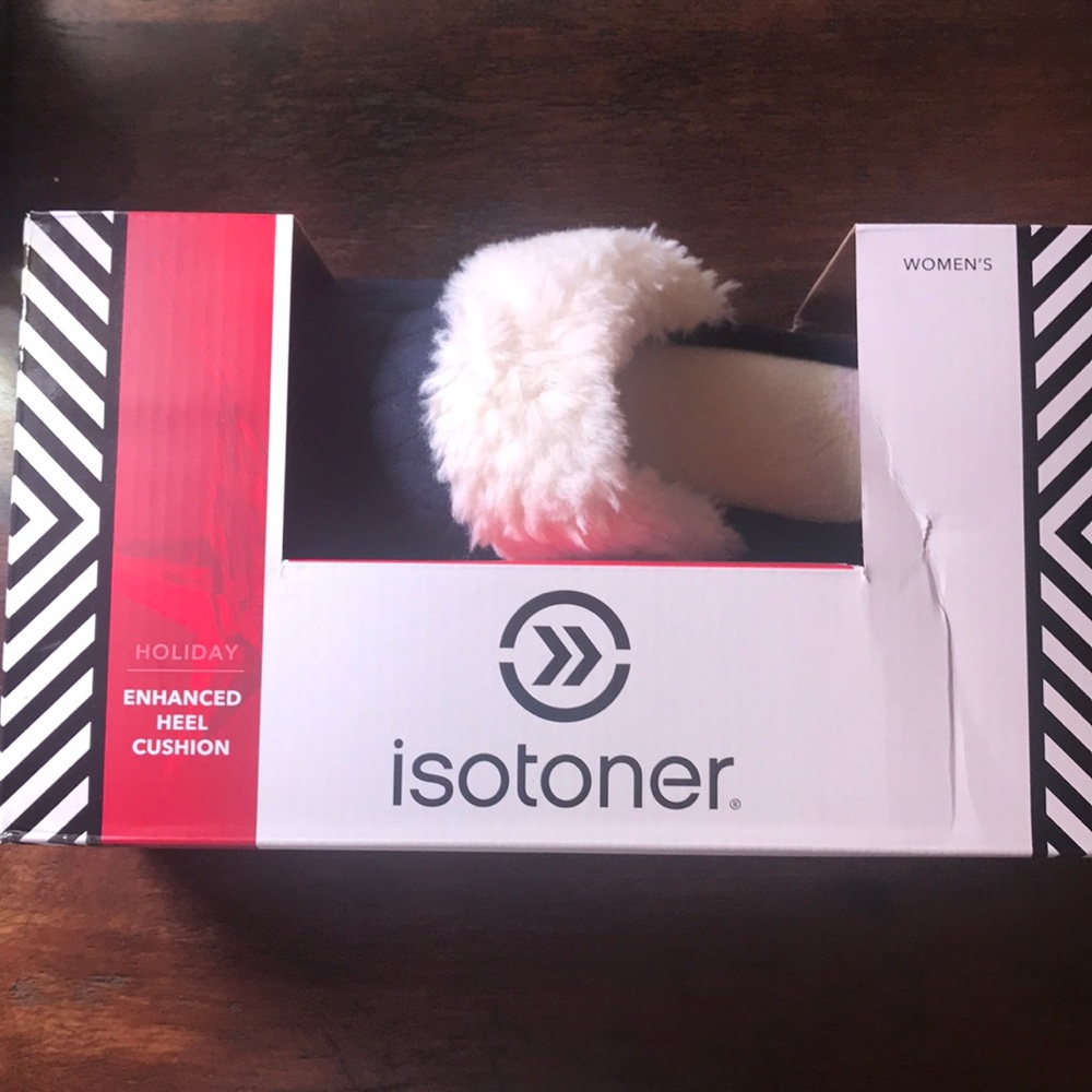 Isotoner womans slippers 7.5 navy blue (brand new)